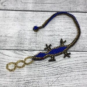 Handmade lizard geko seed bead fun statement bracelet